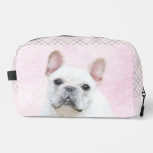 French Bulldog Painting White Cream Pet Dog Art Dopp Kit