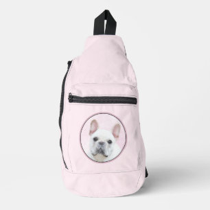 French Bulldog Painting White Cream Pet Dog Art Sling Bag