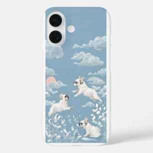 French Bulldog Pastel Colour White Flowers iPhone 16 Case