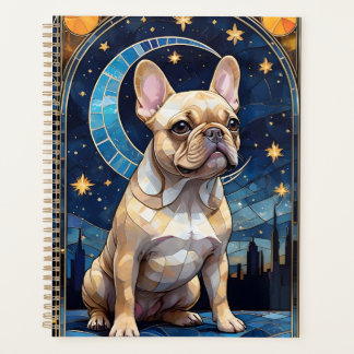 French Bulldog Pastel Stained Glass Night Sky Moon Planner
