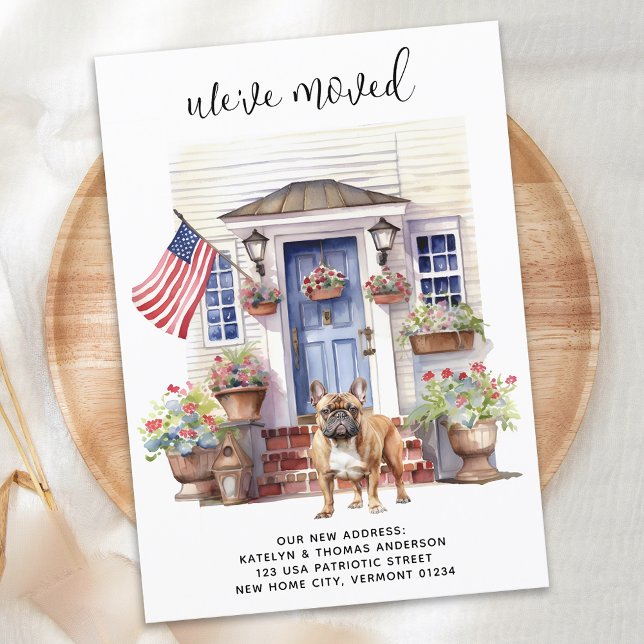French Bulldog Patriotic Personalized Dog Moving Announcement (Creator Uploaded)