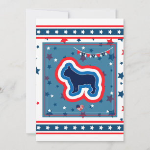 French Bulldog Patriotic Red White Blue 4th July Holiday Card