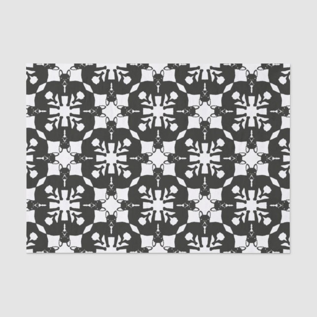 French Bulldog pattern black Tissue Paper (Front)
