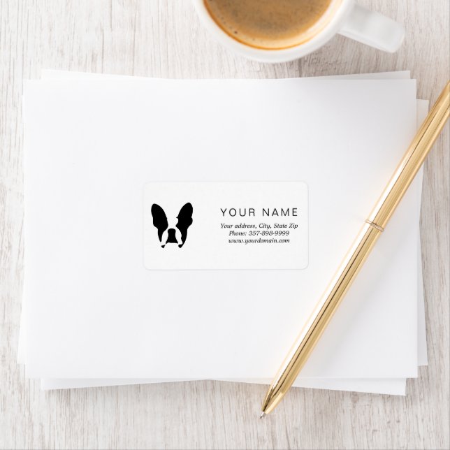 French Bulldog pattern corner Label (Insitu)