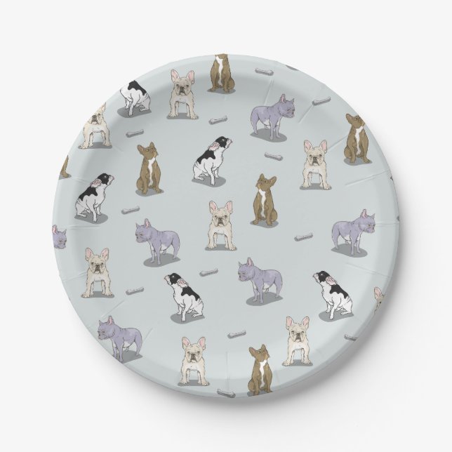 French bulldog pattern paper plate (Front)
