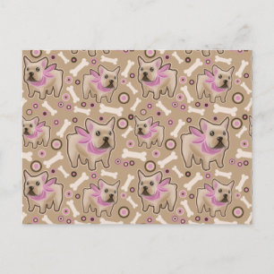 French Bulldog Pattern Postcard
