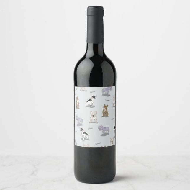 French bulldog pattern wine label (Front)