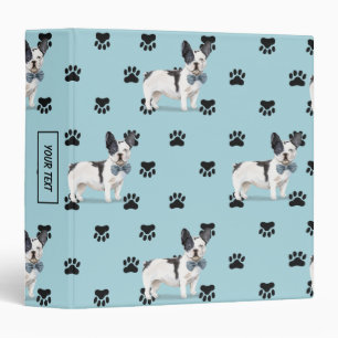 French Bulldog Paw Prints Pattern Binder
