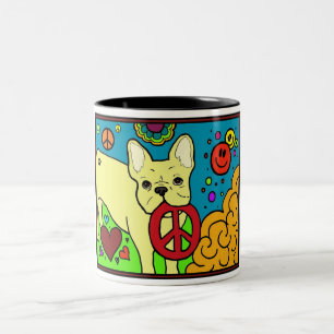 French Bulldog Peace Two-Tone Coffee Mug
