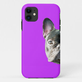 French Bulldog 'peeking' Iphone 5 case in PURPLE