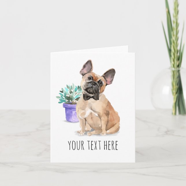French Bulldog Personalised Text Greeting Card (Front)