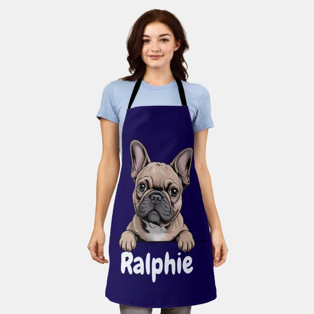 French Bulldog Personalized Dog Name Pet Owner Apron (Worn)