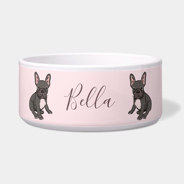 French Bulldog Personalized Dog Water Bowl (Front)