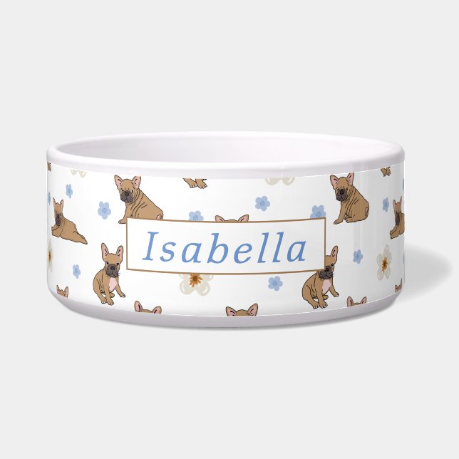 French Bulldog Personalized Dog Water Bowl (Front)