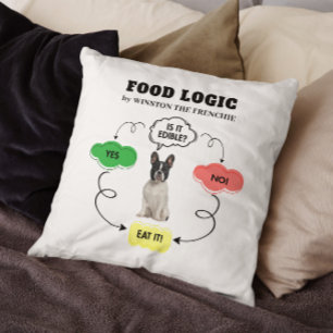 French Bulldog Personalized Food Logic Flowchart Throw Pillow