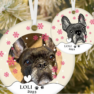 French Bulldog Personalized Hand Drawing Ceramic Ornament