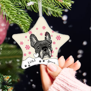 French Bulldog Personalized Hand Drawing Ceramic Ornament