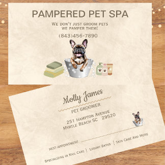 French Bulldog  Pet Groomer Appointment Business Card