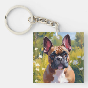 French Bulldog Pet Painting Dog Art Keychain