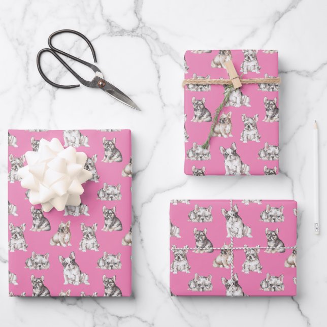 French Bulldog Pet Wrapping Paper Sheets (Front)