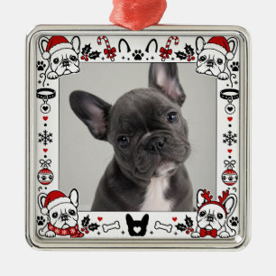 French Bulldog Photo Frame Cute Dog Metal Ornament