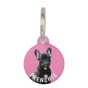 FRENCH BULLDOG PHOTO NAME PET TAG Custom PINK