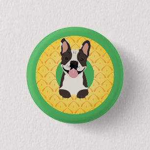 French Bulldog Pineapple Fruit 1 Inch Round Button