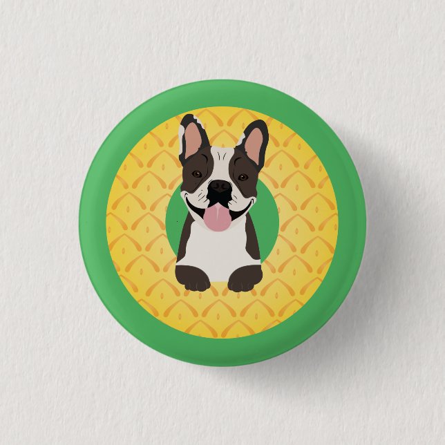 French Bulldog Pineapple Fruit 1 Inch Round Button (Front)