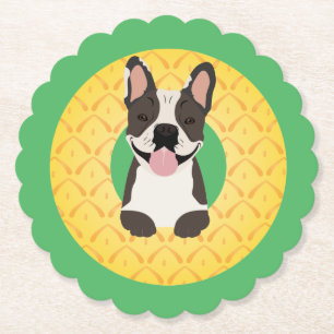 French Bulldog Pineapple Fruit Paper Coaster