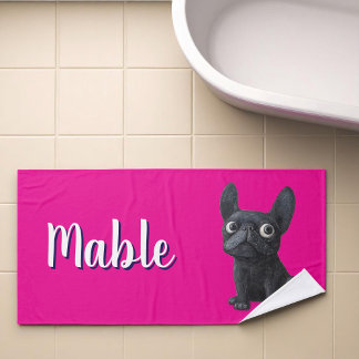 French Bulldog Pink personalized dogs Bath Towel