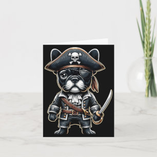 French Bulldog Pirate Dog Halloween Party Card