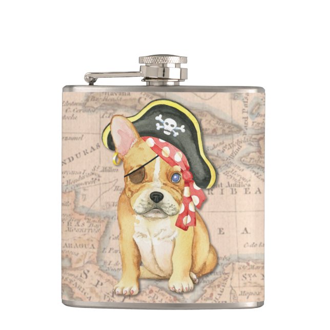 French Bulldog Pirate Hip Flask (Front)