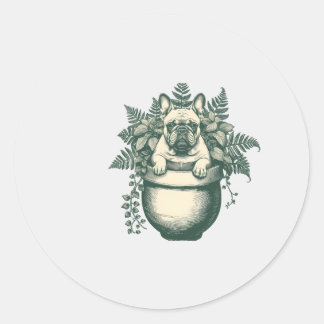 French Bulldog Plant Lover Gift Classic Round Sticker
