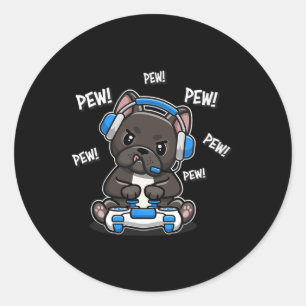 French Bulldog Player Video Game Classic Round Sticker