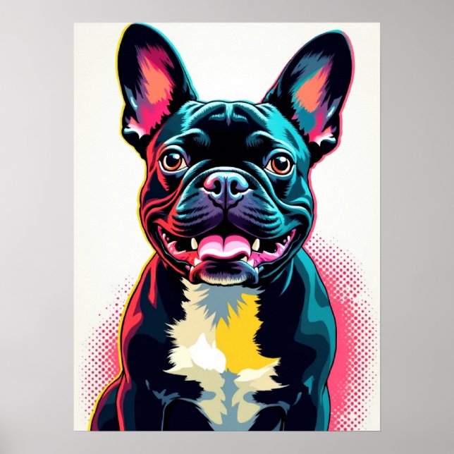 French Bulldog Pop Art– Bold Retro Comic Style Poster (Front)