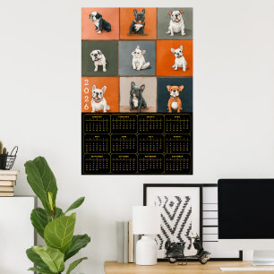 French Bulldog Portrait Grid with 2026 Calendar Poster