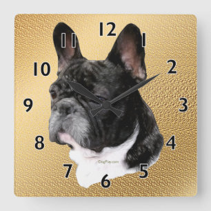 French Bulldog Portrait Square Wall Clock
