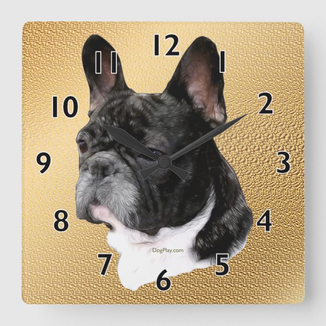 French Bulldog Portrait Square Wall Clock (Front)