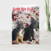 French Bulldog postcard Happy New Year