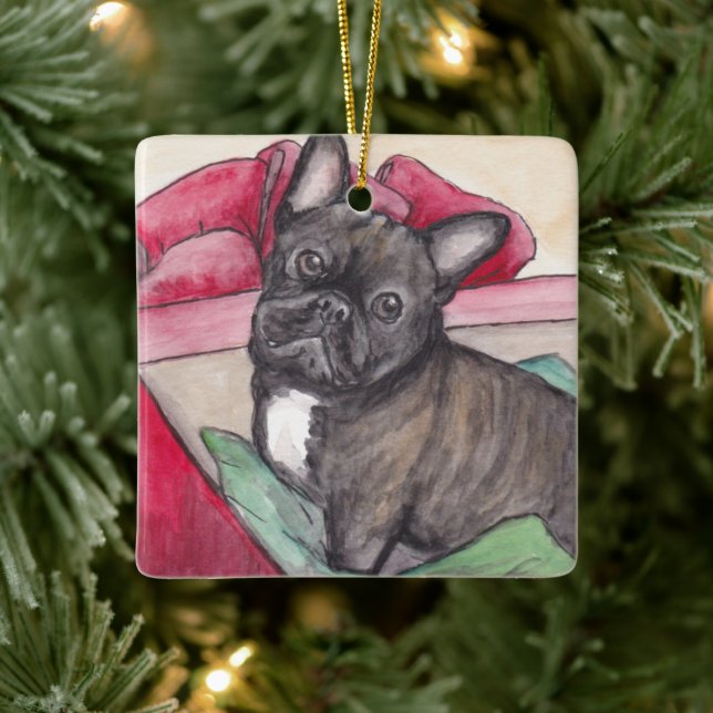 French Bulldog Present Dog Art Ornament (Tree)