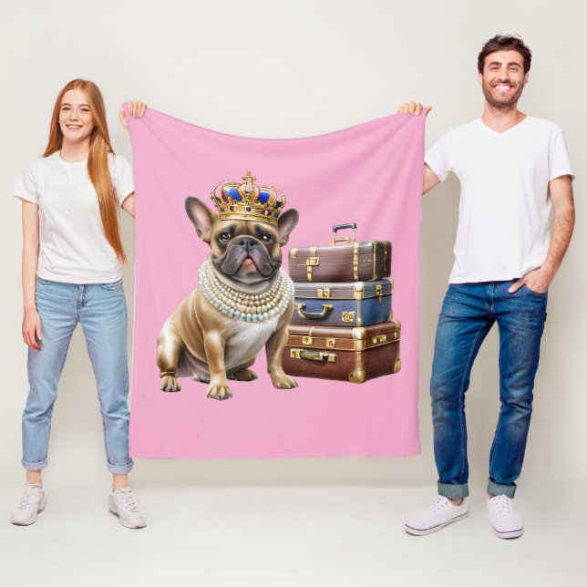 French Bulldog Princess French Bulldog Fleece Blanket (In Situ)