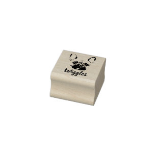 French Bulldog Print Custom Name Signature Wood Rubber Stamp