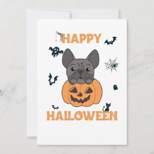 French Bulldog Pumpkin Sweet Dogs Happy Halloween Holiday Card