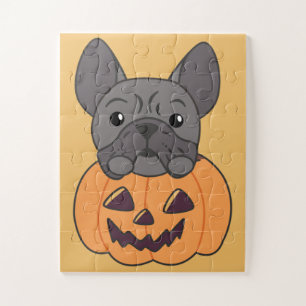 French Bulldog Pumpkin Sweet Dogs Happy Halloween  Jigsaw Puzzle