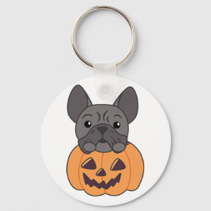 French Bulldog Pumpkin Sweet Dogs Happy Halloween Keychain