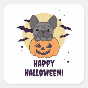 French Bulldog Pumpkin Sweet Dogs Happy Halloween Square Sticker