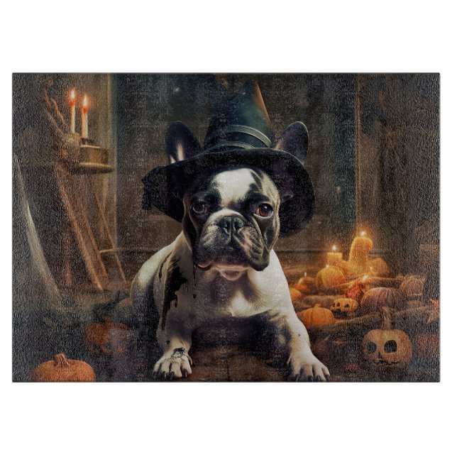French Bulldog Pumpkins Halloween Scary Cutting Board (Front)