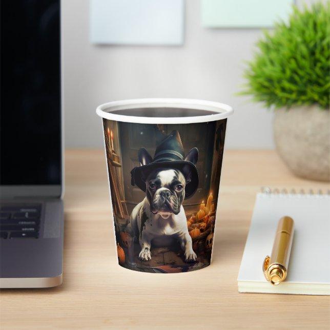 French Bulldog Pumpkins Halloween Scary Paper Cups (Insitu)