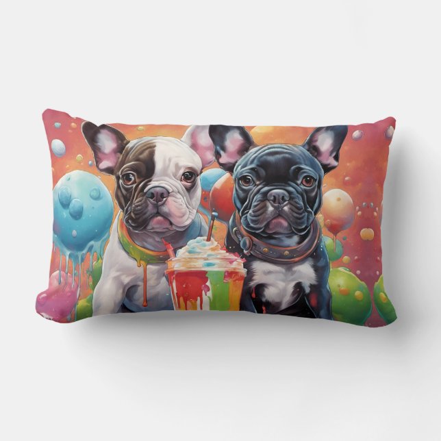 French Bulldog Puppies , Milkshake Lumbar Pillow (Front)