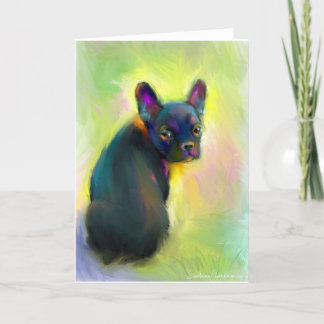 French bulldog puppy art card